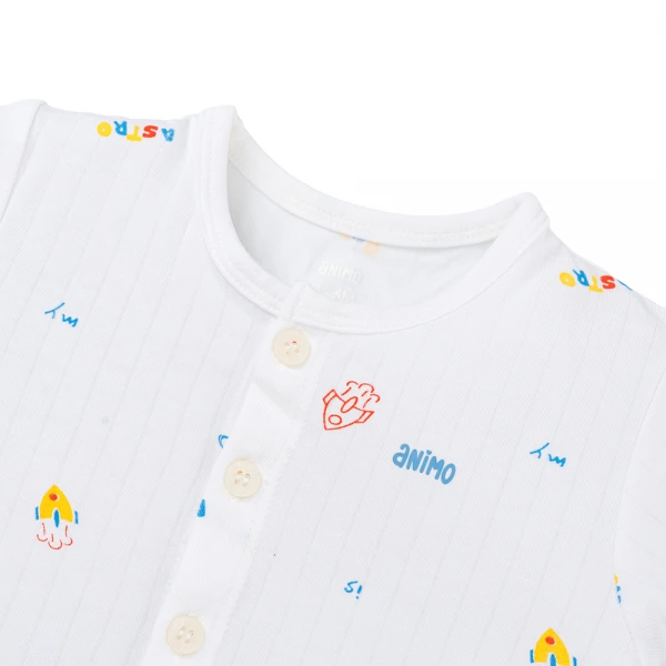 Set 2 bộ kháng khuẩn modal ngắn Animo BMC1125055 (0-24M, Trắng-xanh đậm, TT06)