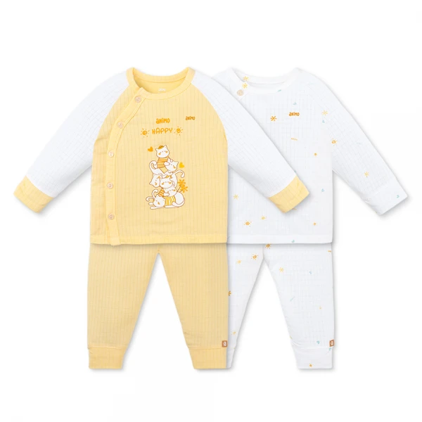 Set 2 bộ rayon chống muỗi dài Animo VD1225024 (0-24M, Trắng-vàng kem, NN06)