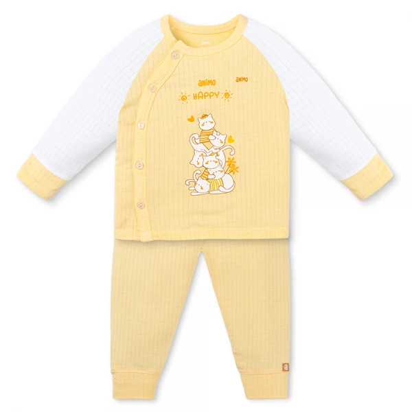 Set 2 bộ rayon chống muỗi dài Animo VD1225024 (0-24M, Trắng-vàng kem, NN06)