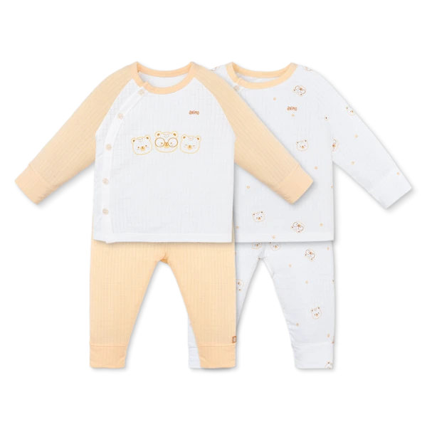 Set 2 bộ rayon chống muỗi dài Animo VD1225023 (0-24M, Trắng-be nhạt, NN06)