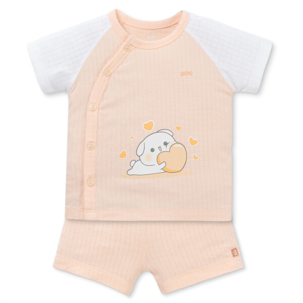 Set 2 bộ rayon chống muỗi ngắn Animo VD1225021 (0-24M, Trắng-cam nhạt, NN06)