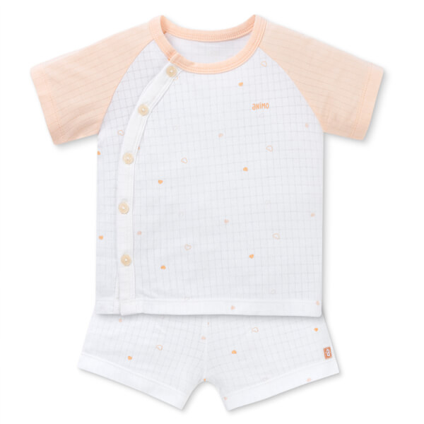 Set 2 bộ rayon chống muỗi ngắn Animo VD1225021 (0-24M, Trắng-cam nhạt, NN06)