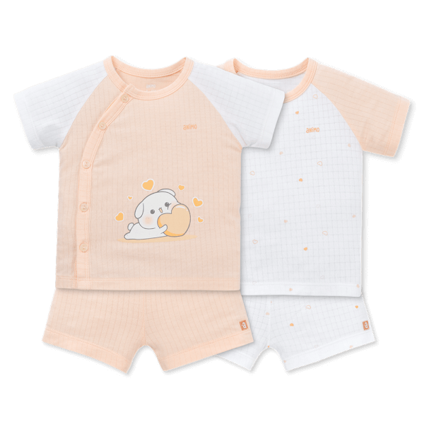 Set 2 bộ rayon chống muỗi ngắn Animo VD1225021 (0-24M, Trắng-cam nhạt, NN06)