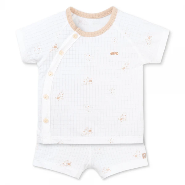 Set 2 bộ rayon chống muỗi ngắn Animo VD1125041 (0-24M, Trắng-be nâu, NN06)