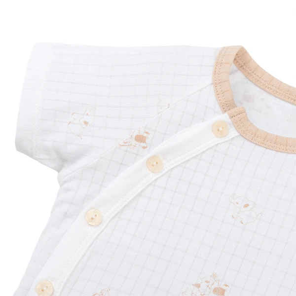 Set 2 bộ rayon chống muỗi ngắn Animo VD1125041 (0-24M, Trắng-be nâu, NN06)