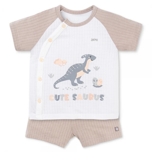 Set 2 bộ rayon chống muỗi ngắn Animo VD1025032 (0-24M, Trắng-xám nâu,NN06)