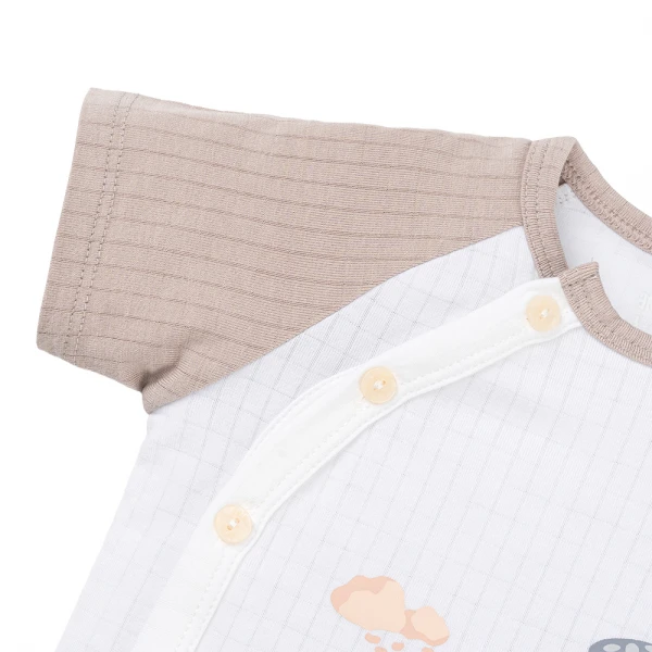 Set 2 bộ rayon chống muỗi ngắn Animo VD1025032 (0-24M, Trắng-xám nâu,NN06)