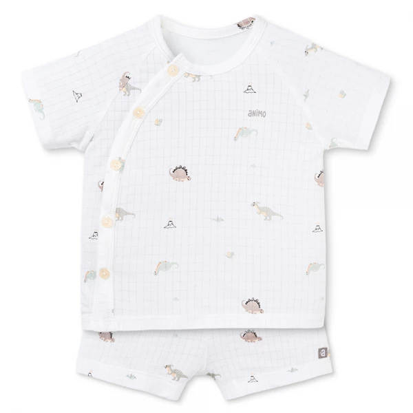 Set 2 bộ rayon chống muỗi ngắn Animo VD1025032 (0-24M, Trắng-xám nâu,NN06)