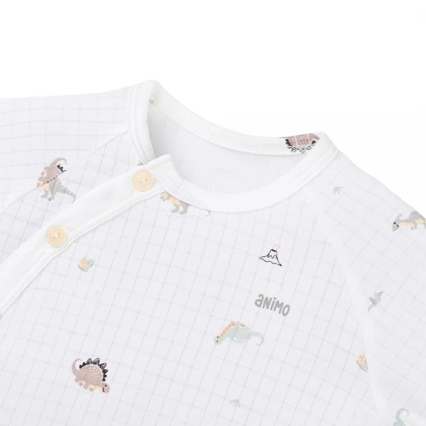 Set 2 bộ rayon chống muỗi ngắn Animo VD1025032 (0-24M, Trắng-xám nâu,NN06)