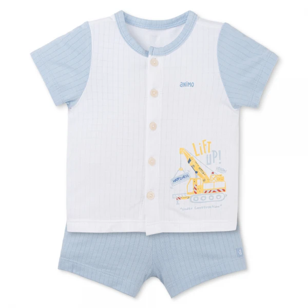 Set 2 bộ rayon chống muỗi ngắn Animo VD1025030 (0-24M, Trắng-xám xanh ,NN06)