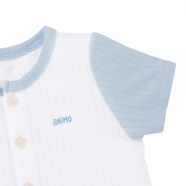 Set 2 bộ rayon chống muỗi ngắn Animo VD1025030 (0-24M, Trắng-xám xanh ,NN06)