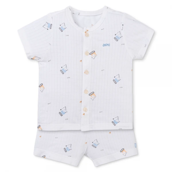 Set 2 bộ rayon chống muỗi ngắn Animo VD1025030 (0-24M, Trắng-xám xanh ,NN06)