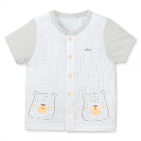 Set 2 bộ rayon chống muỗi ngắn Animo VD1025029 (0-24M, Trắng-xám, NN06)