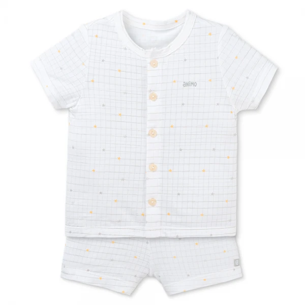 Set 2 bộ rayon chống muỗi ngắn Animo VD1025029 (0-24M, Trắng-xám, NN06)