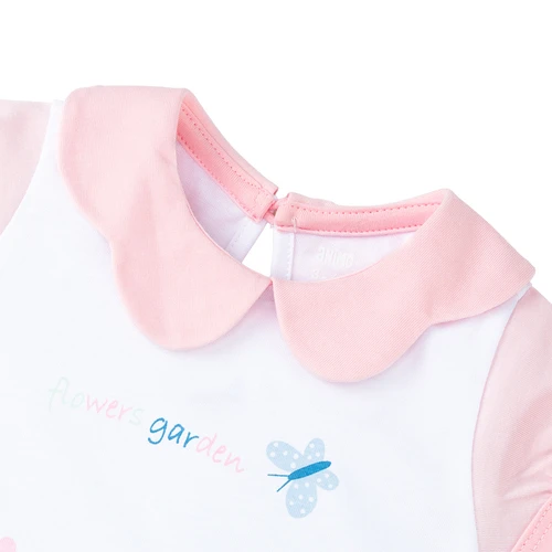 Bodysuit bé gái đùi Animo VD1125027 (0-12M, Trắng - hồng, NN01)