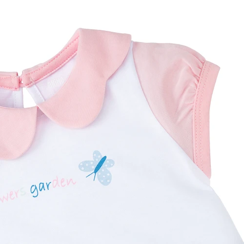 Bodysuit bé gái đùi Animo VD1125027 (0-12M, Trắng - hồng, NN01)