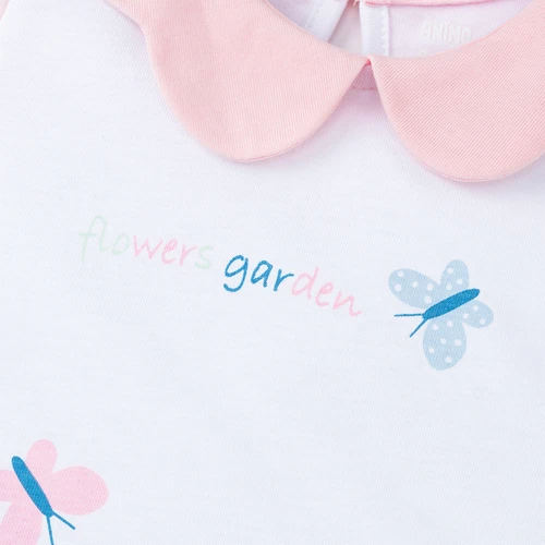 Bodysuit bé gái đùi Animo VD1125027 (0-12M, Trắng - hồng, NN01)