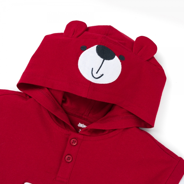 Bộ bé trai ngắn nón có tai Animo HN1125002 (1-6Y,Đỏ-xám, DD01)