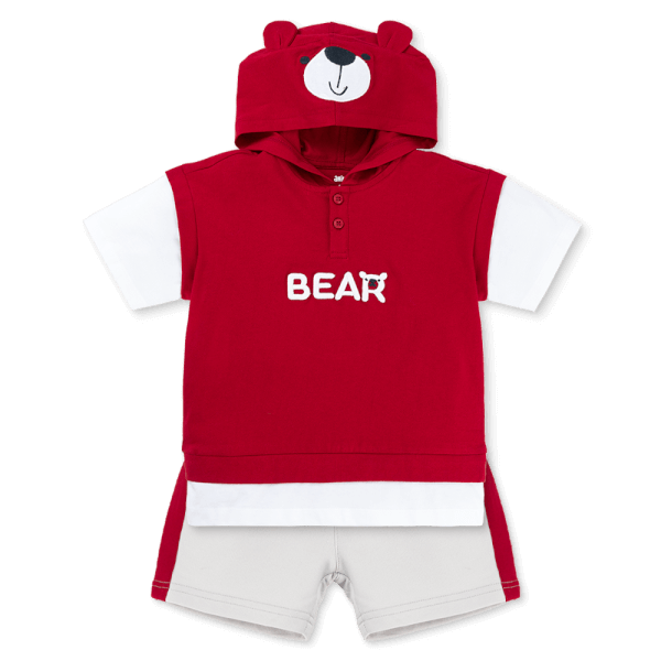 Bộ bé trai ngắn nón có tai Animo HN1125002 (1-6Y,Đỏ-xám, DD01)