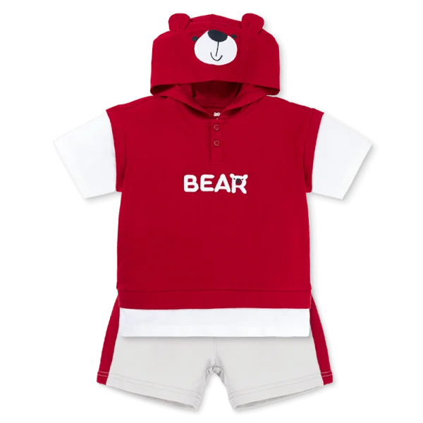 Bộ bé trai ngắn nón có tai Animo HN1125002 (1-6Y,Đỏ-xám, DD01)