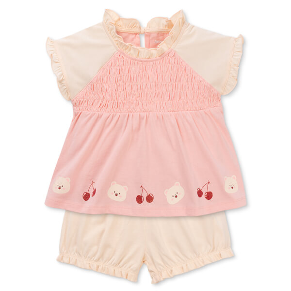 Bộ bé gái nhún ngực Animo LU1125044 (1-6Y, Hồng-kem,TT01)