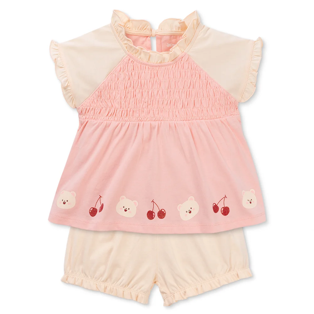 Bộ bé gái nhún ngực Animo LU1125044 (1-6Y, Hồng-kem,TT01)