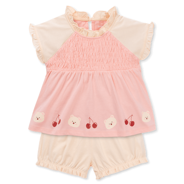 Bộ bé gái nhún ngực Animo LU1125044 (1-6Y, Hồng-kem,TT01)