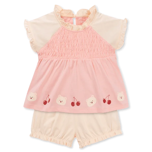 Bộ bé gái nhún ngực Animo LU1125044 (1-6Y,Hồng-kem,TT01)