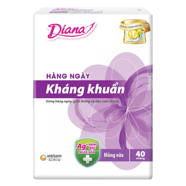 Băng vệ sinh Diana Sensi h&agrave;ng ng&agrave;y kh&aacute;ng khuẩn (40 miếng)