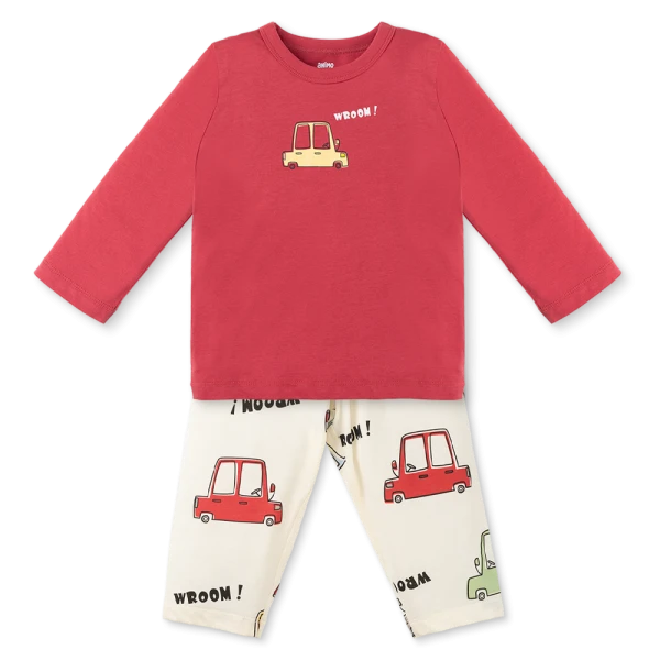 Bộ bé trai dài Animo Easy HN0126025 (1-4Y, Đỏ-kem)