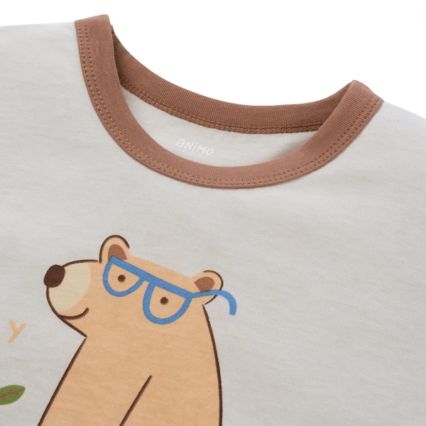 Bộ bé trai ngắn Animo Easy HN0126031 (1-4Y, Kem-nâu)