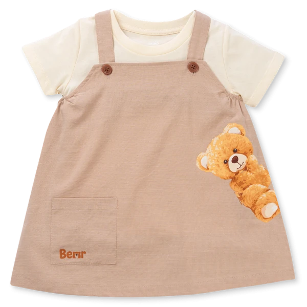 Bộ yếm váy bé gái Animo TX1125053 (1-4Y, Kem-be, TT02)