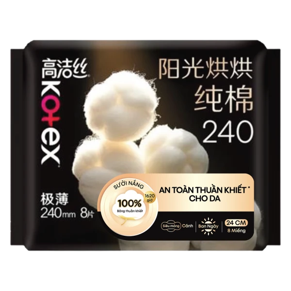 Băng vệ sinh Kotex Mặt Bông Cotton siêu mỏng cánh 24cm (16 miếng)