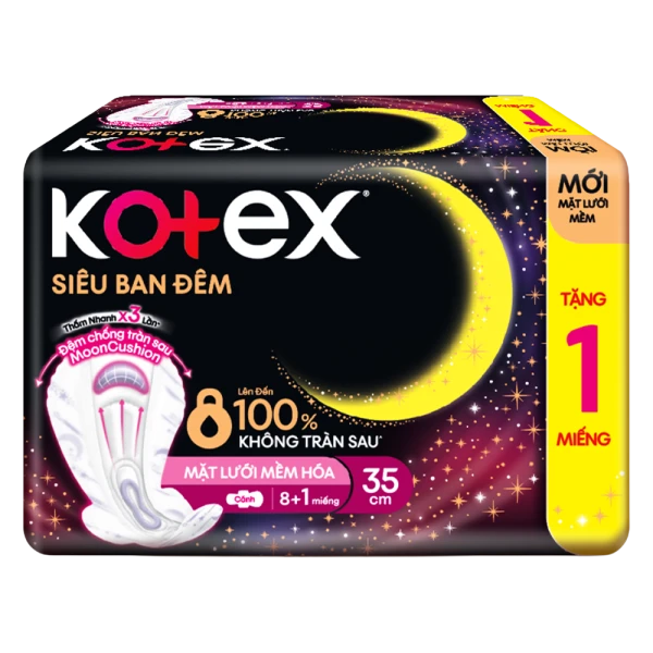 Băng vệ sinh Kotex Siêu Ban Đêm mặt lưới 35cm (8 miếng)