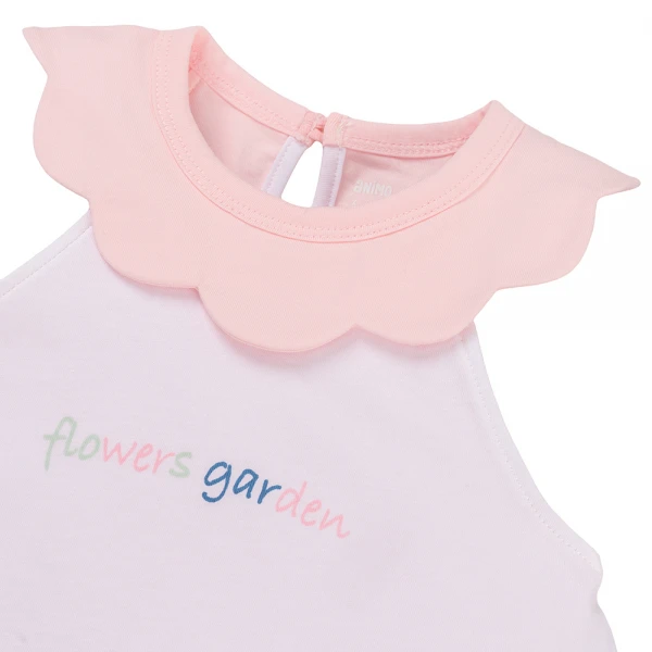 Bodysuit bé gái tam giác Animo VD1125029 (0-9M, Trắng - hồng, NN01)