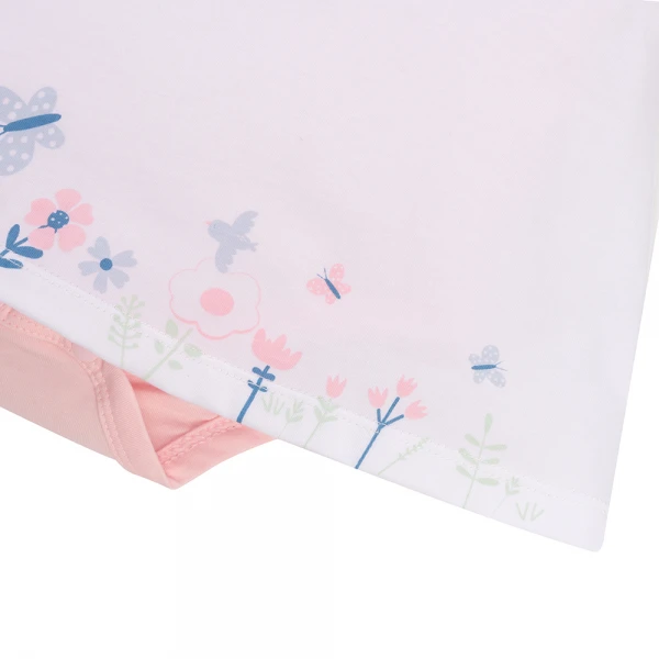 Bodysuit bé gái tam giác Animo VD1125029 (0-9M, Trắng - hồng, NN01)