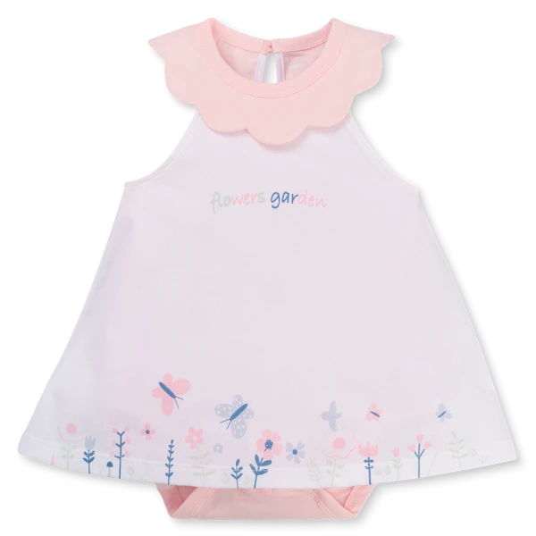 Bodysuit bé gái tam giác Animo VD1125029 (0-9M, Trắng - hồng, NN01)