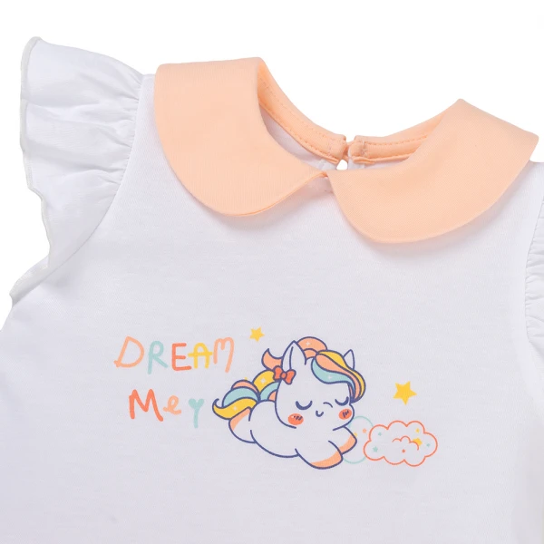 Bodysuit bé gái tam giác Animo VD1025026 (0-12M, Trắng - cam, NN01)