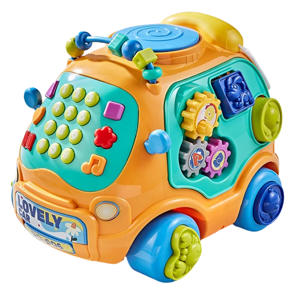 Đồ chơi xe ô tô đa năng kỳ diệu có điện thoại phát nhạc và thả khối LH16881730 C509 (Cam)