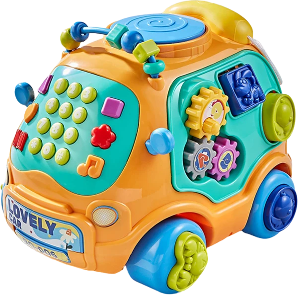 Đồ chơi xe ô tô đa năng kỳ diệu có điện thoại phát nhạc và thả khối LH16881730 C509 (Cam)