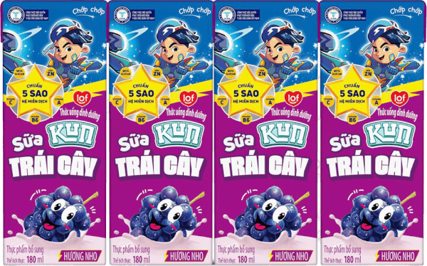 Sữa trái cây Kun hương nho 180ml (lốc 4 hộp)