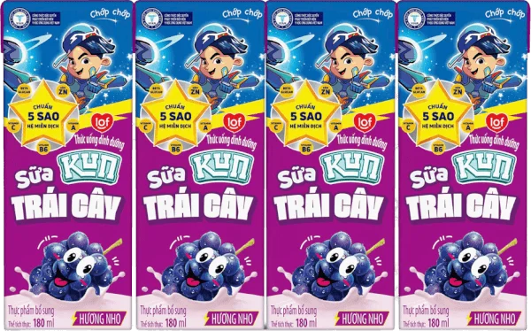 Sữa trái cây Kun hương nho 180ml (lốc 4 hộp)