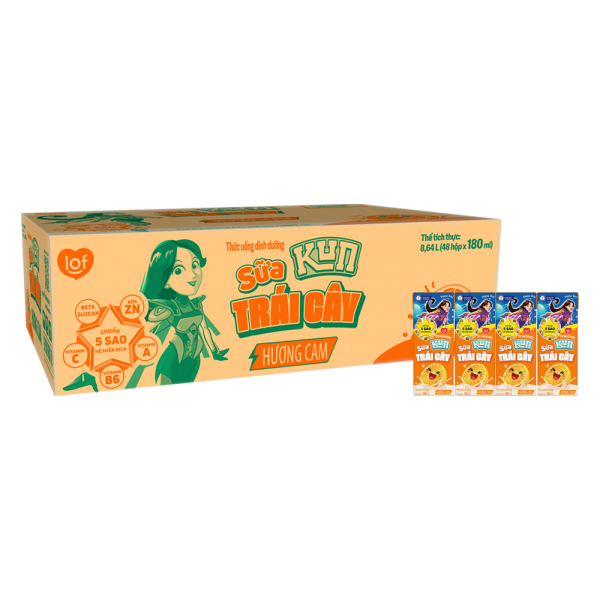 Sữa trái cây Kun hương cam 180ml (lốc 4 hộp)