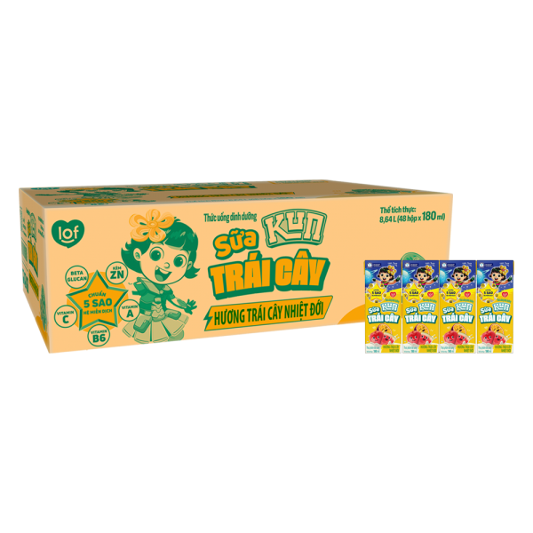 Sữa trái cây Kun hương trái cây 180ml (lốc 4 hộp)