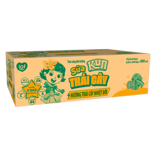 Sữa trái cây Kun hương trái cây 180ml (lốc 4 hộp)