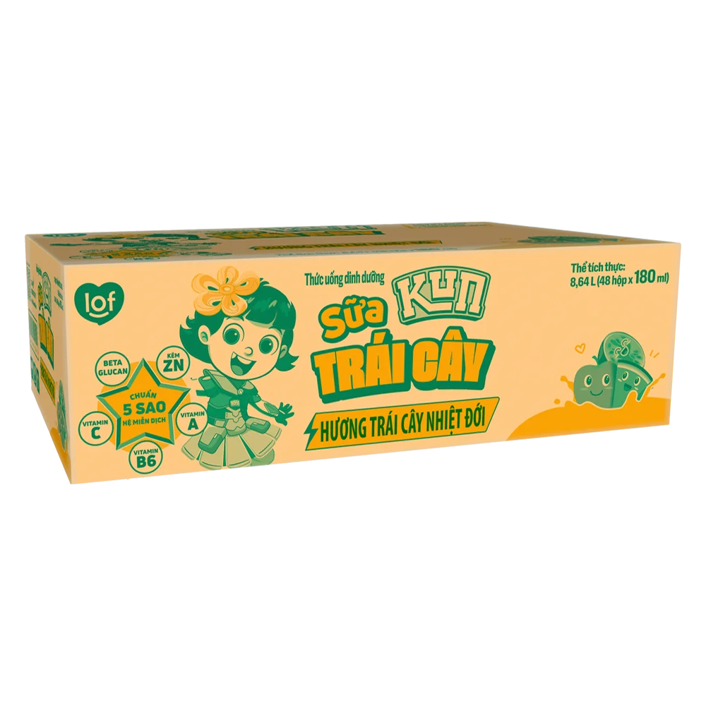 Sữa trái cây Kun hương trái cây 180ml (lốc 4 hộp)
