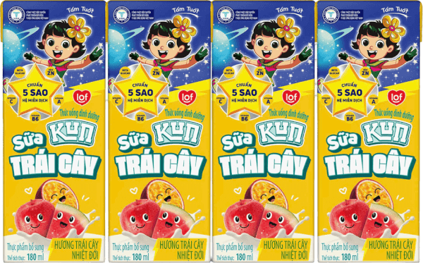 Sữa trái cây Kun hương trái cây 180ml (lốc 4 hộp)