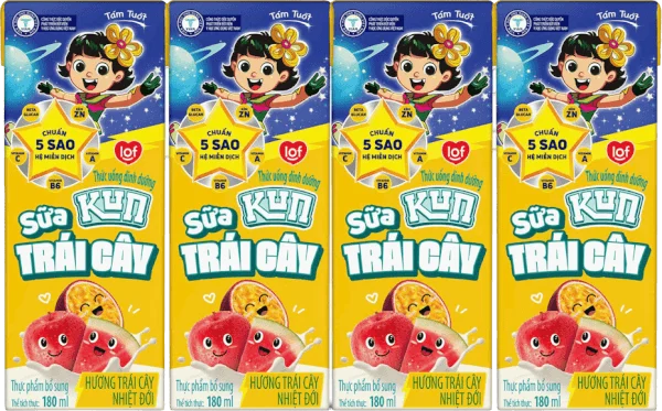 Sữa trái cây Kun hương trái cây 180ml (lốc 4 hộp)