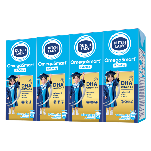 Sữa Dinh Dưỡng Dutch Lady OmegaSmart Ít Đường 180ml (lốc 4 hộp)
