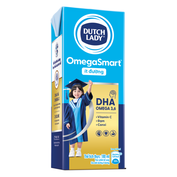 Sữa Dinh Dưỡng Dutch Lady OmegaSmart Ít Đường 180ml (lốc 4 hộp)